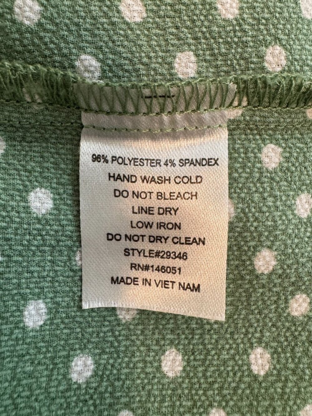 Monteau Sage Green White Polka Dot Flutter Sleeve Blouse Women's Medium - Picture 5 of 5